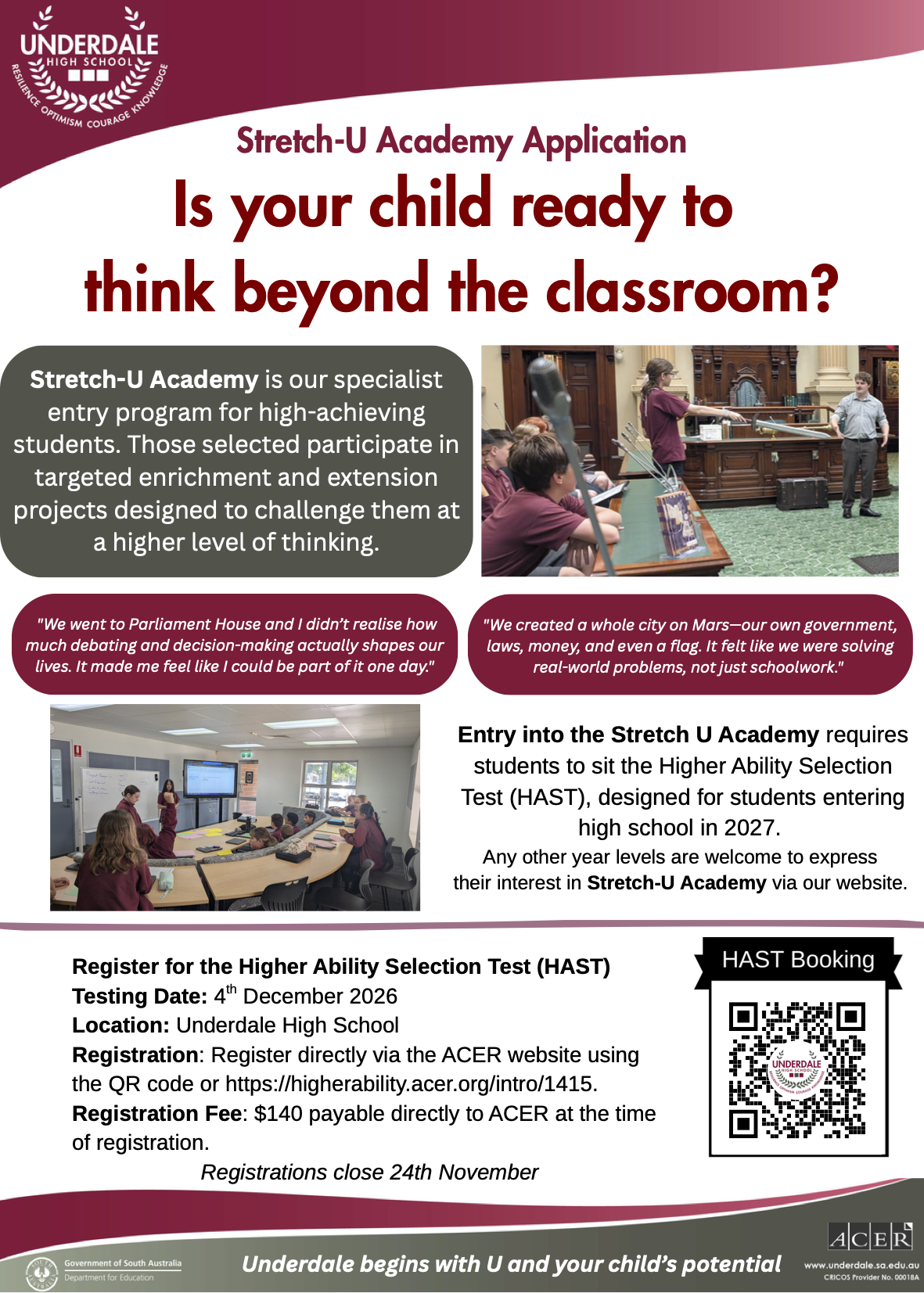 Stretch-U-application-Flyer Stretch-U Academy application flyer for 2027 entry